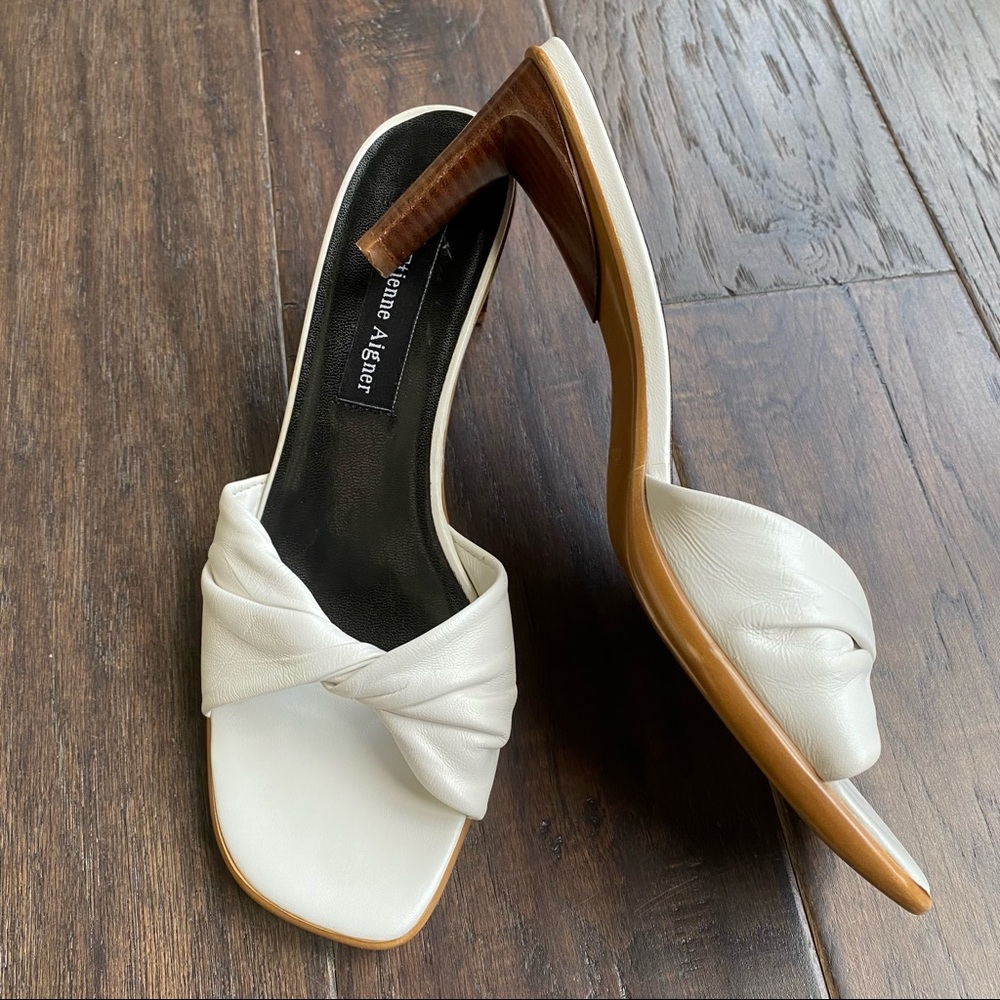 Etienne Aigner Slide Heeled Leather Sandals